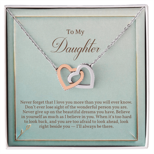 Interlocking Hearts Necklace- Gift for Daughter from Mother