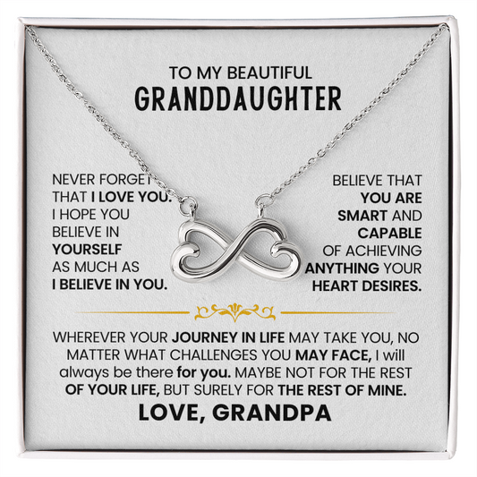 To My Beautiful Granddaughter- Infinity Hearts Necklace